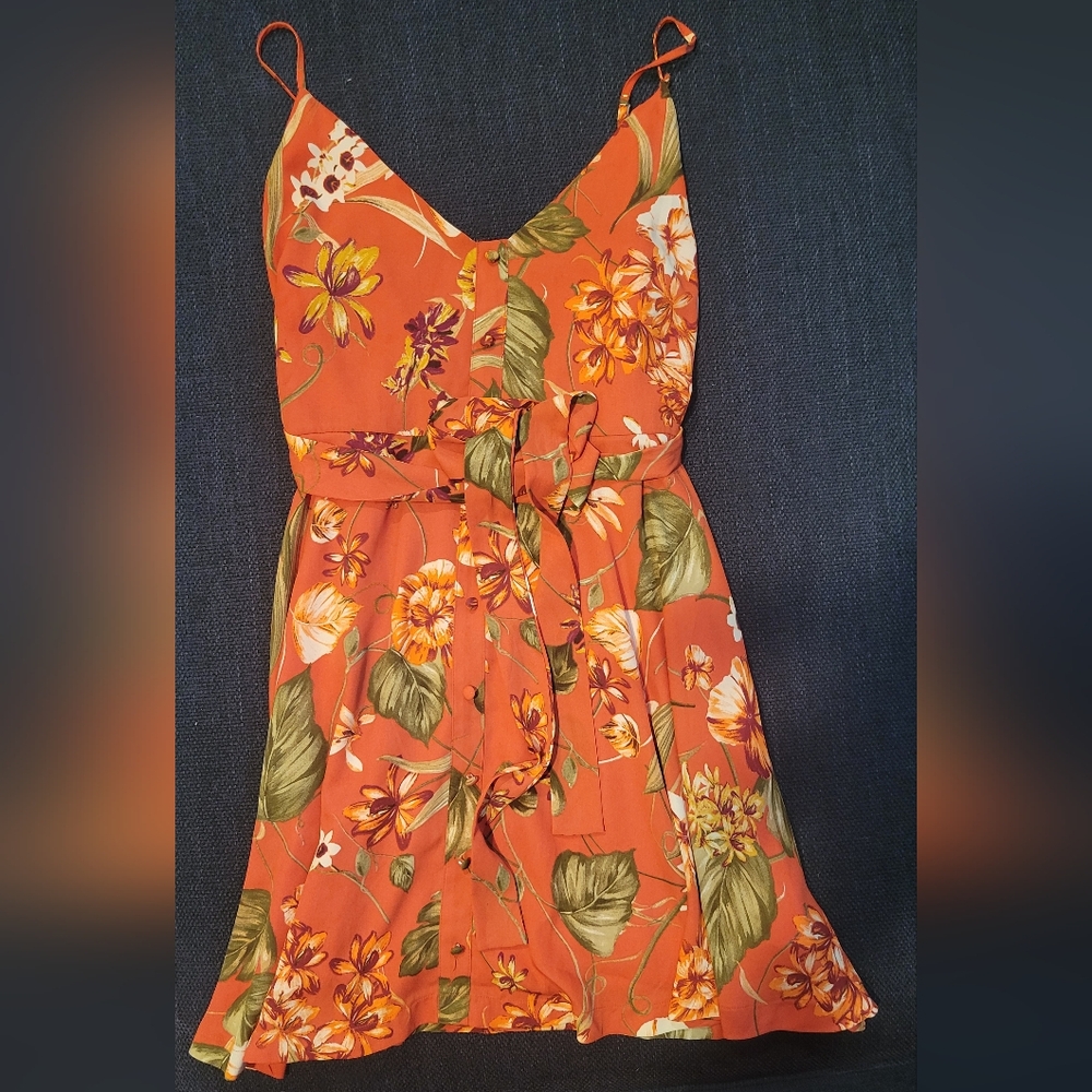 Lulu-s Floral Burnt Coral Sundress